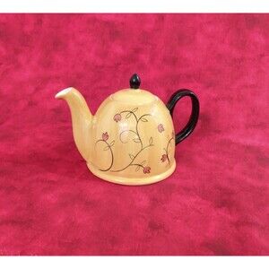 Vintage Canhome Ceramic 6-cup Teapot, Art Deco Design, Hand Painted, 1990s